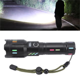 LED Flashlights High Powered Zoomable Handheld Torch Outdoor White Laser Long Range Flashlight with Battery Level Display