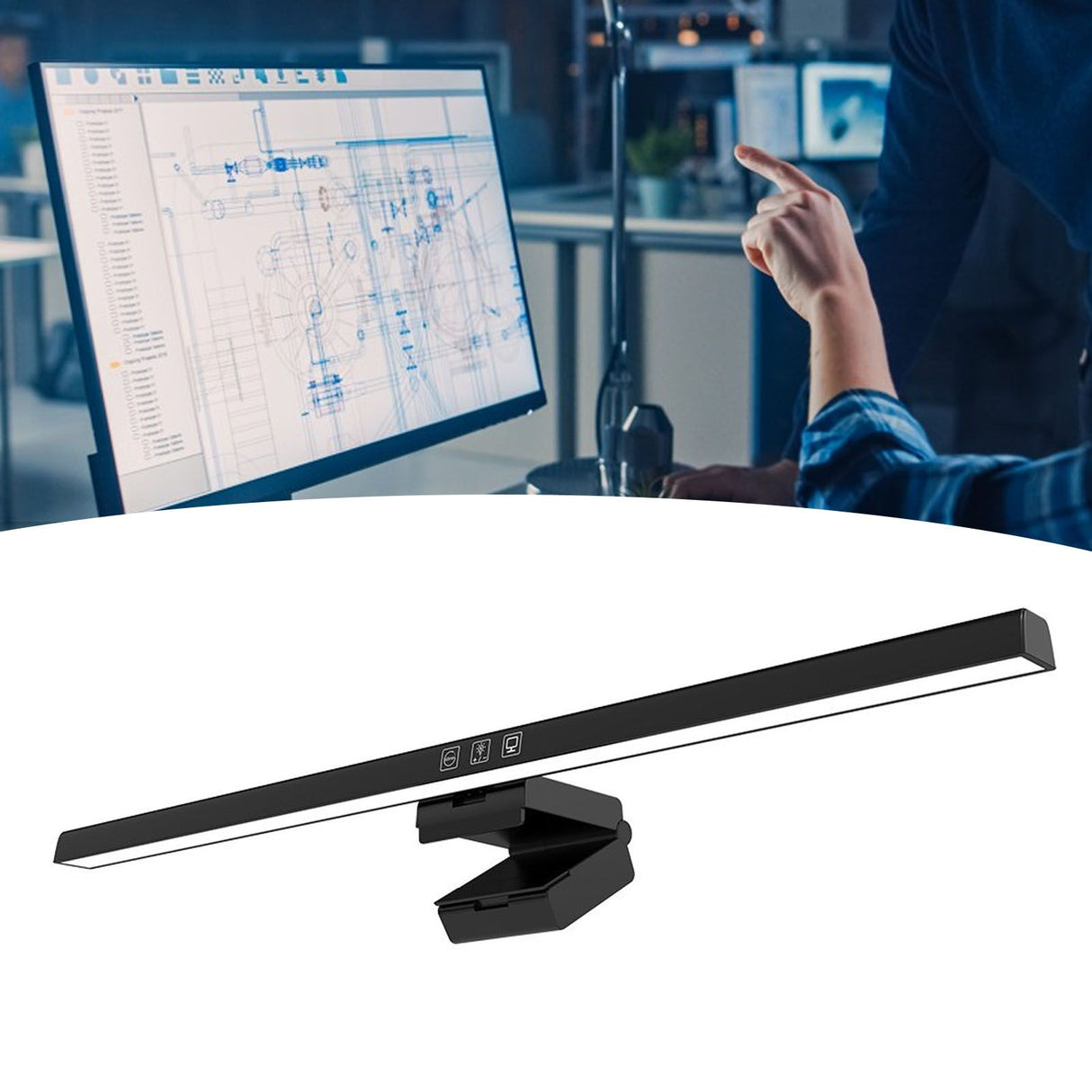 Computer Monitor Light Bar Reduce Eye Fatigue Touch Control LED Computer Monitor Lamp 60min Timing Black