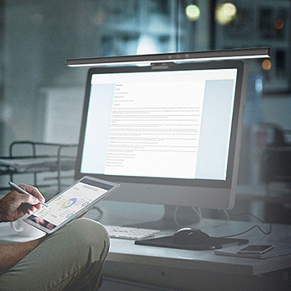 Computer Monitor Light Bar Reduce Eye Fatigue Touch Control LED Computer Monitor Lamp 60min Timing Black