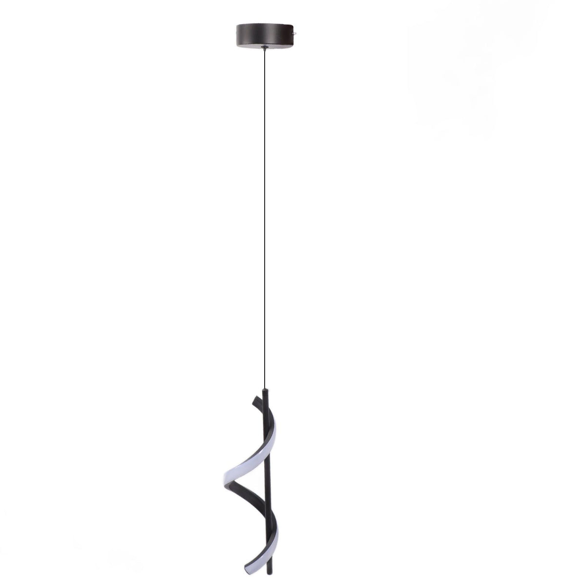 Spiral LED Pendant Light Black Glareless Bright Eyes Protection LED Hanging Lamp for Living Room Cafe Family 85‑265V Warm Light