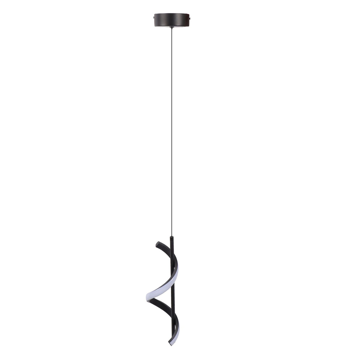 Spiral LED Pendant Light Black Glareless Bright Eyes Protection LED Hanging Lamp for Living Room Cafe Family 85‑265V Warm Light
