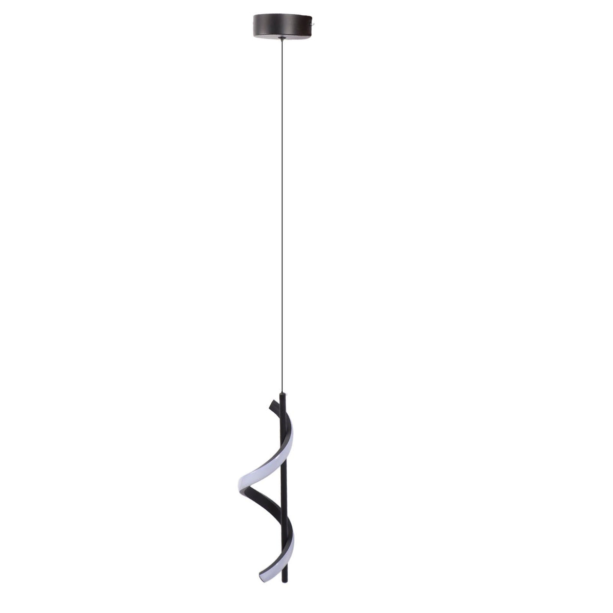 Spiral LED Pendant Light Black Glareless Bright Eyes Protection LED Hanging Lamp for Living Room Cafe Family 85‑265V Warm Light