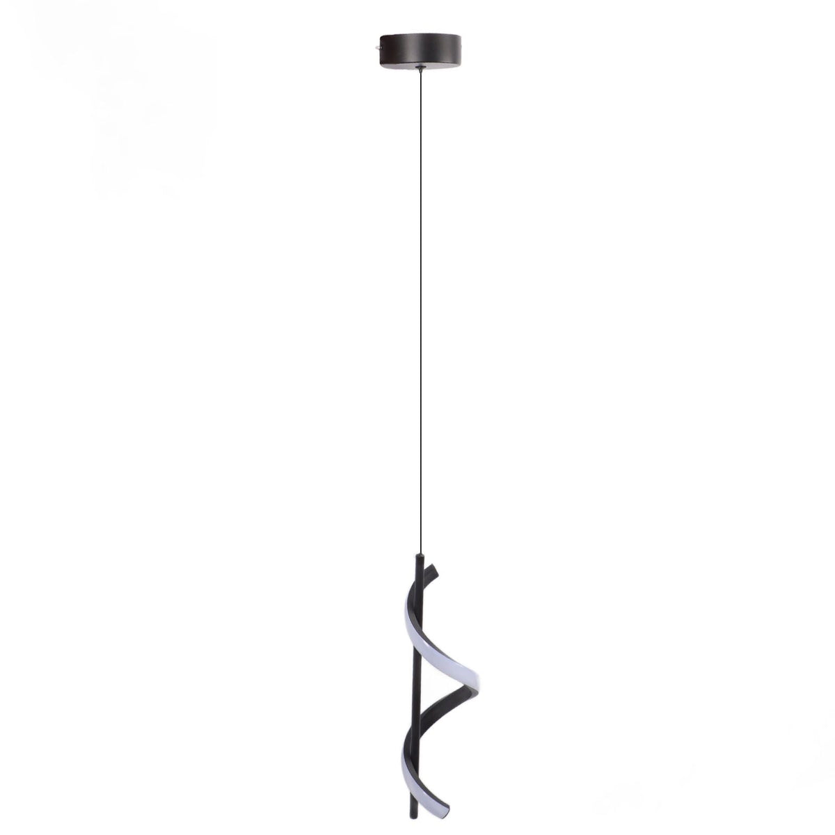 Spiral LED Pendant Light Black Glareless Bright Eyes Protection LED Hanging Lamp for Living Room Cafe Family 85‑265V Warm Light