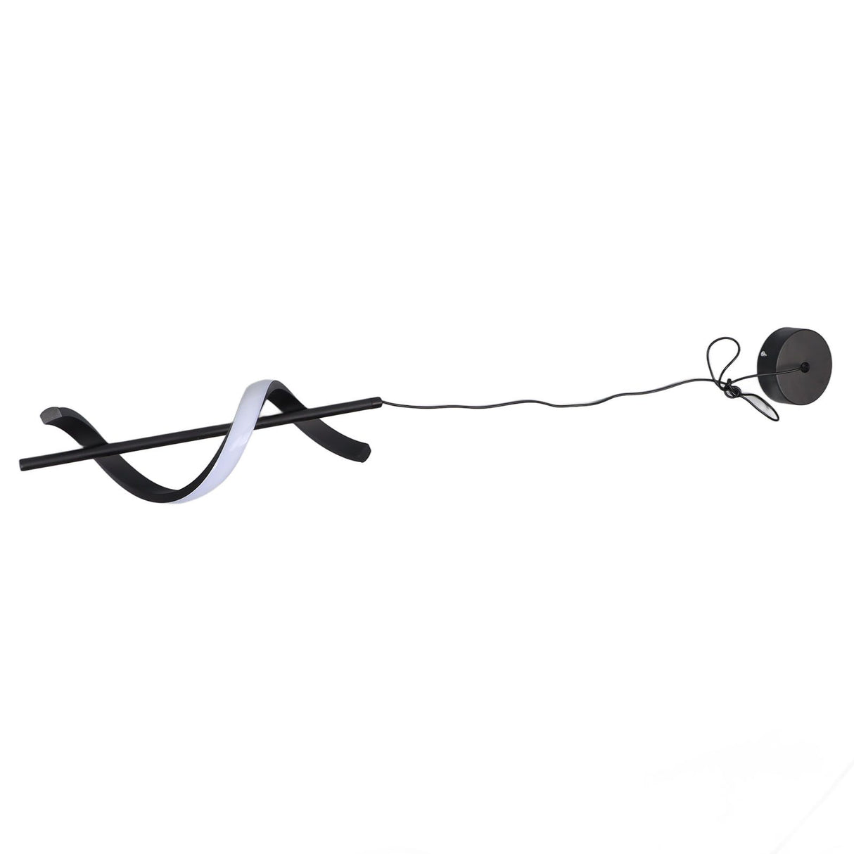 Spiral LED Pendant Light Black Glareless Bright Eyes Protection LED Hanging Lamp for Living Room Cafe Family 85‑265V Warm Light