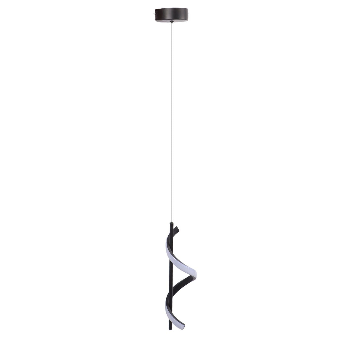 Spiral LED Pendant Light Black Glareless Bright Eyes Protection LED Hanging Lamp for Living Room Cafe Family 85‑265V White Light