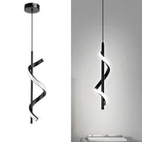 Spiral LED Pendant Light Black Glareless Bright Eyes Protection LED Hanging Lamp for Living Room Cafe Family 85‑265V White Light - Extra Image