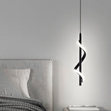 Spiral LED Pendant Light Black Glareless Bright Eyes Protection LED Hanging Lamp for Living Room Cafe Family 85‑265V White Light