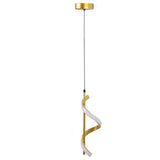 Spiral LED Pendant Light Gold Color High Brightness Eyes Protection LED Hanging Lamp for Living Room Cafe Family 85‑265V Warm Light - Front View