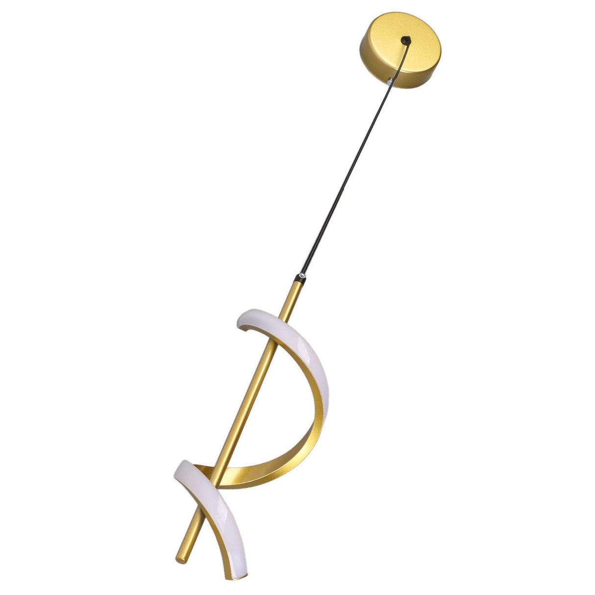 Spiral LED Pendant Light Gold Color High Brightness Eyes Protection LED Hanging Lamp for Living Room Cafe Family 85‑265V Warm Light