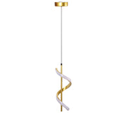 Spiral LED Pendant Light Gold Color High Brightness Eyes Protection LED Hanging Lamp for Living Room Cafe Family 85‑265V Warm Light