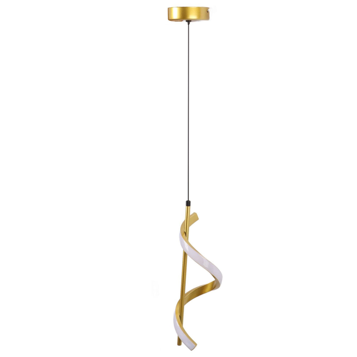 Spiral LED Pendant Light Gold Color High Brightness Eyes Protection LED Hanging Lamp for Living Room Cafe Family 85‑265V Warm Light