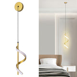 Spiral LED Pendant Light Gold Color High Brightness Eyes Protection LED Hanging Lamp for Living Room Cafe Family 85‑265V Warm Light - Extra Image