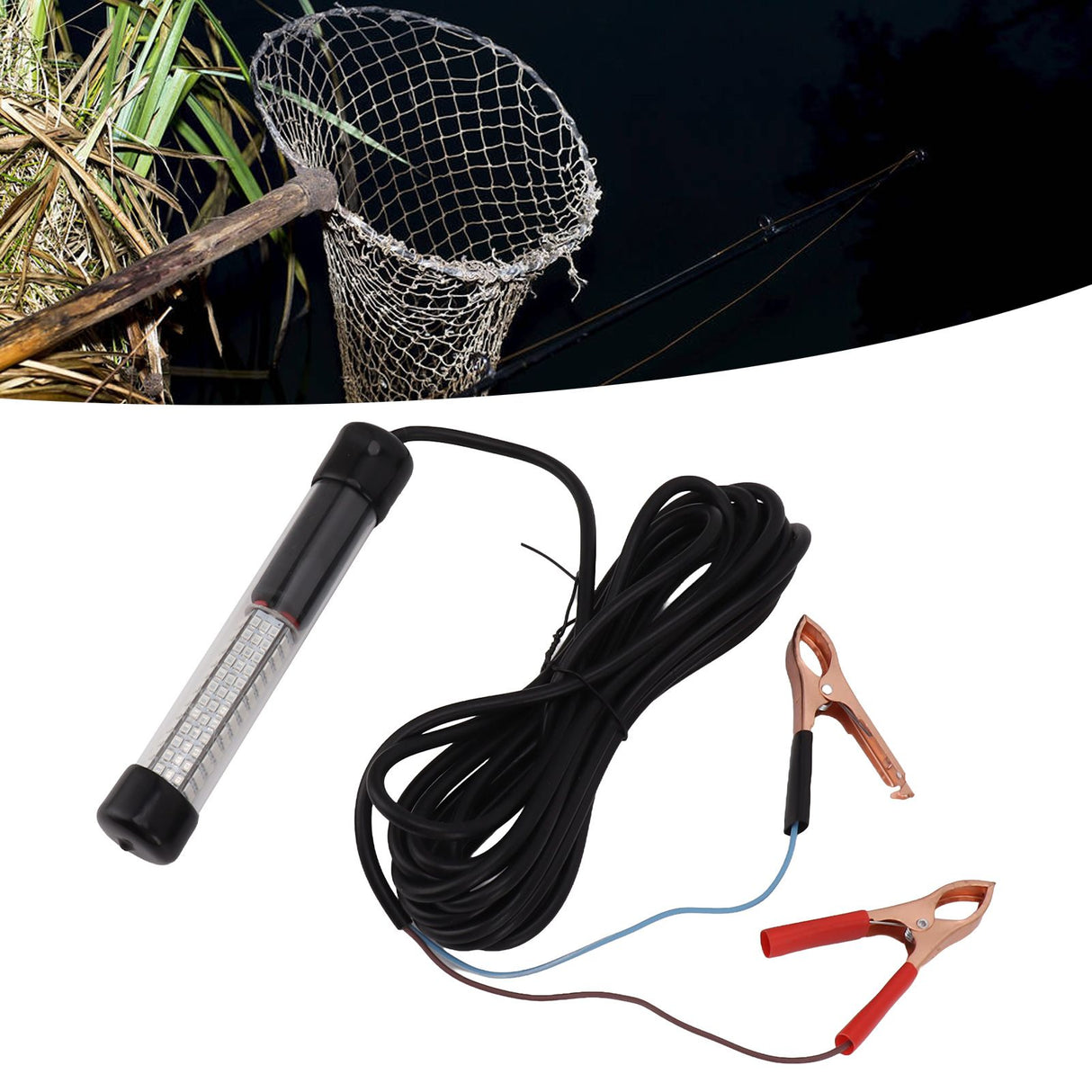 LED Submersible Fishing Light 15W Green Nighttime Ice Fishing Light with 16.4ft Cable