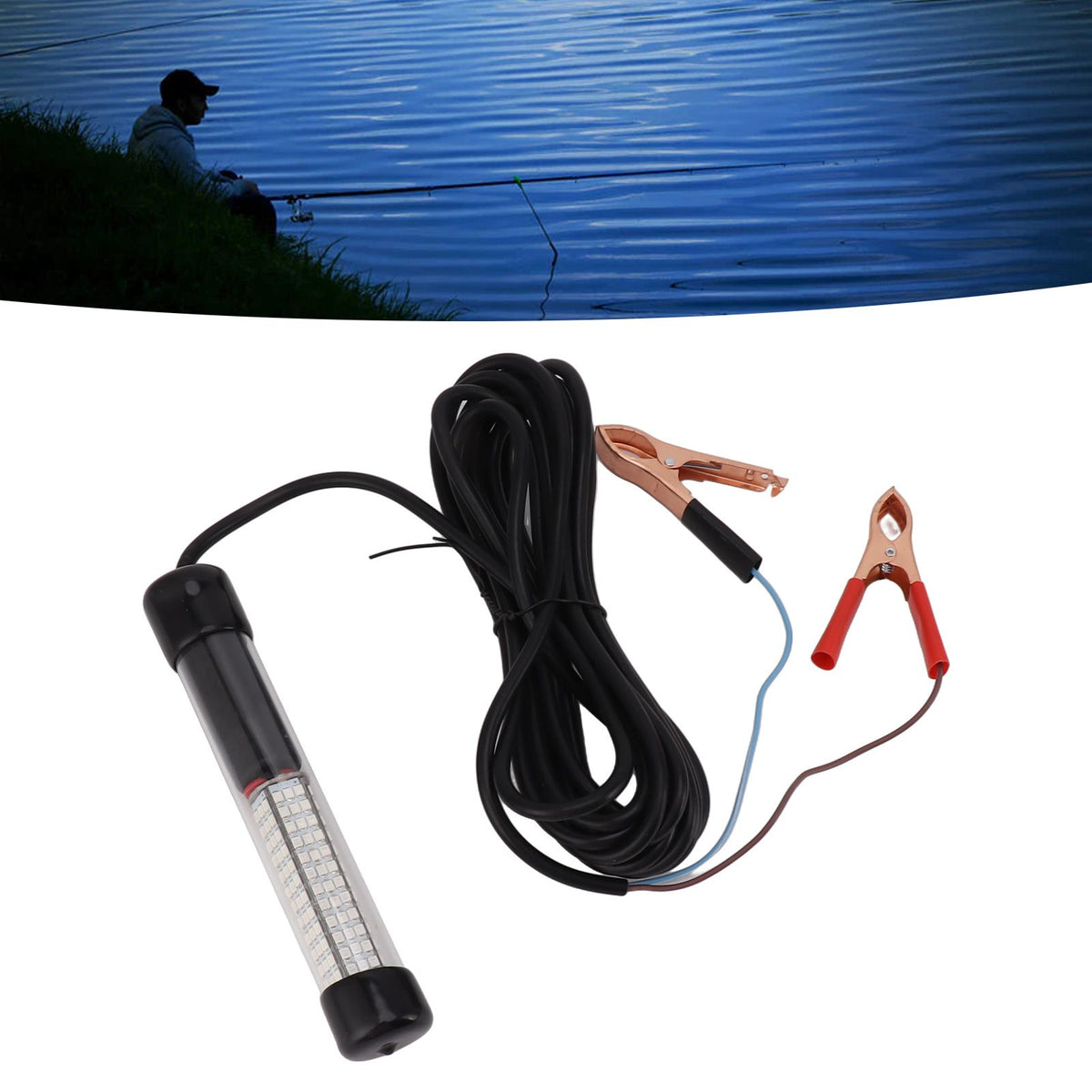 LED Submersible Fishing Light 15W Green Nighttime Ice Fishing Light with 16.4ft Cable