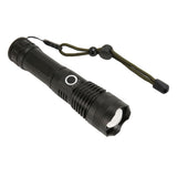 LED Flashlight Zoomable P50 Beads 5000lm 3 Light Modes Battery Display Bright Flashlight for Outdoor Adventure Camping - Rear View