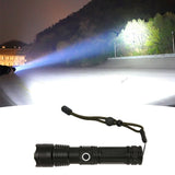 LED Flashlight Zoomable P50 Beads 5000lm 3 Light Modes Battery Display Bright Flashlight for Outdoor Adventure Camping