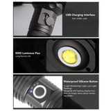 LED Flashlight Zoomable P50 Beads 5000lm 3 Light Modes Battery Display Bright Flashlight for Outdoor Adventure Camping - Extra Image