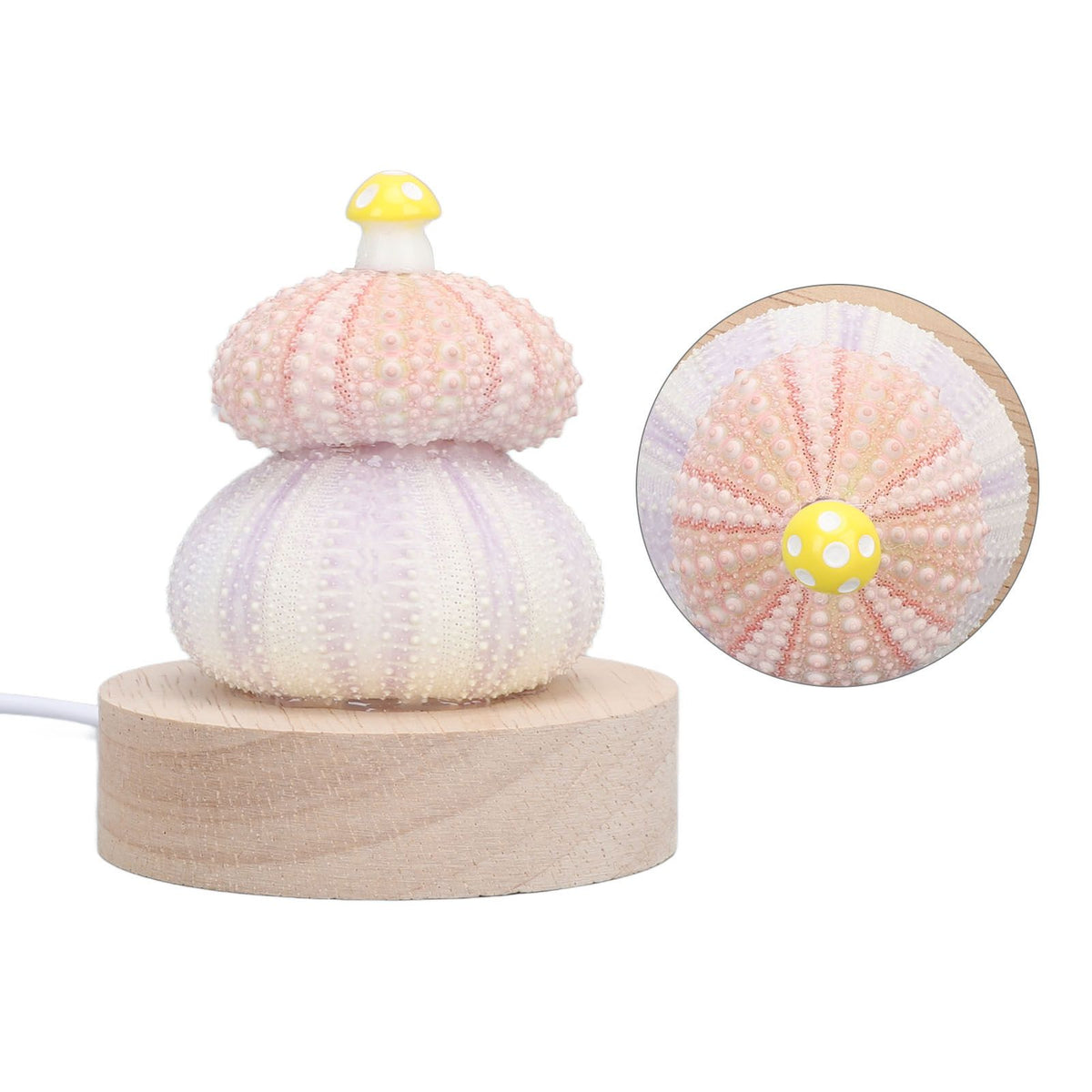 LED Night Lamp Warm White USB Plug In Natural Shell Body Cute Mushroom Decor Bedside Night Light