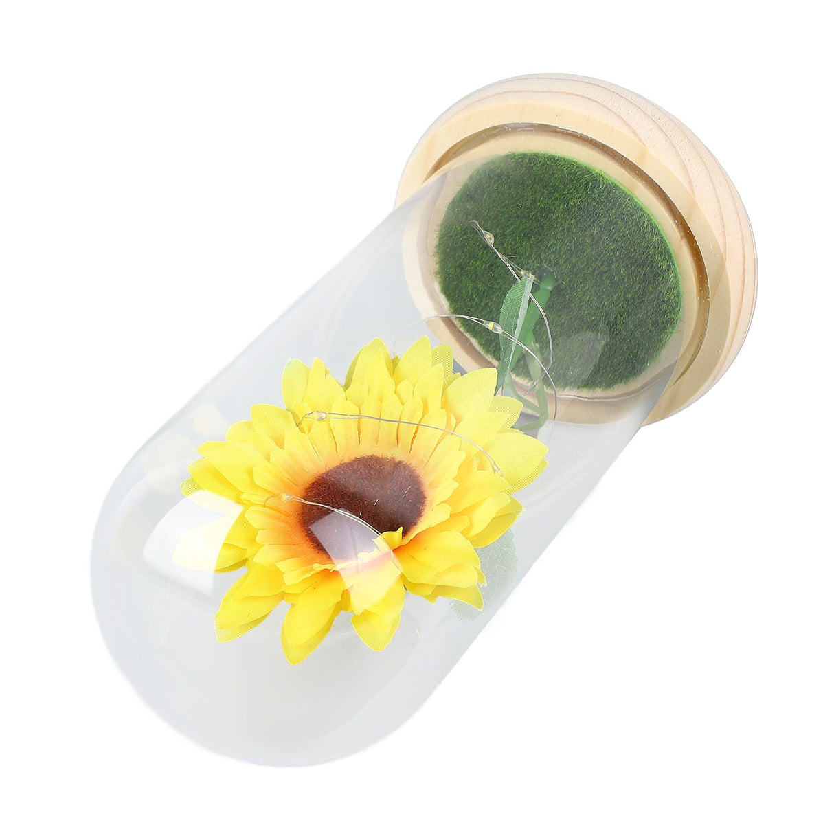 Simulation Sunflower Glass Cover Decoration Luminous LED Artificial Eternal Sunflower Glass Dome for Women