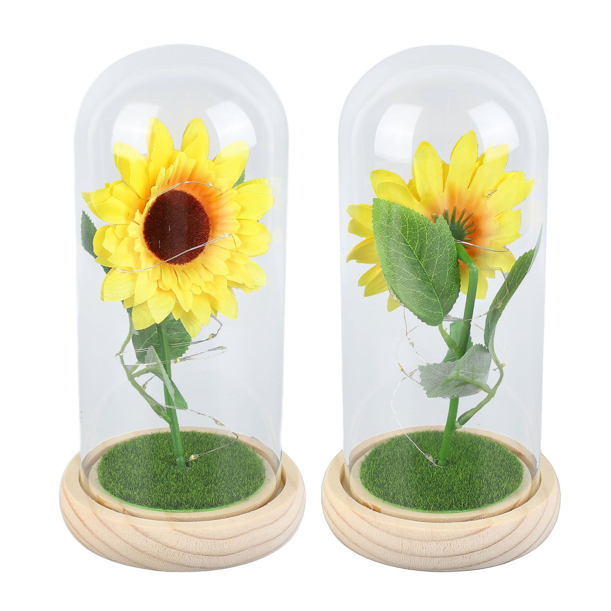 Simulation Sunflower Glass Cover Decoration Luminous LED Artificial Eternal Sunflower Glass Dome for Women