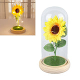 Simulation Sunflower Glass Cover Decoration Luminous LED Artificial Eternal Sunflower Glass Dome for Women - Extra Image
