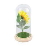 Simulation Sunflower Glass Cover Decoration Luminous LED Artificial Eternal Sunflower Glass Dome for Women - Extra Image