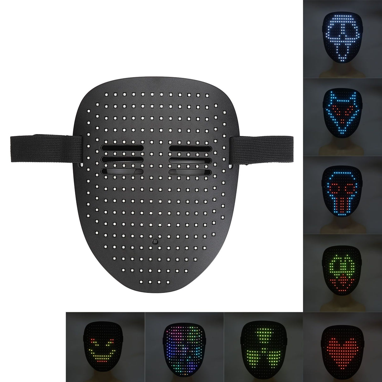 LED Party Face Cover Gesture Sensing Adjustable Light Up Transforming Face Cover for Cosplay Carnival Festival