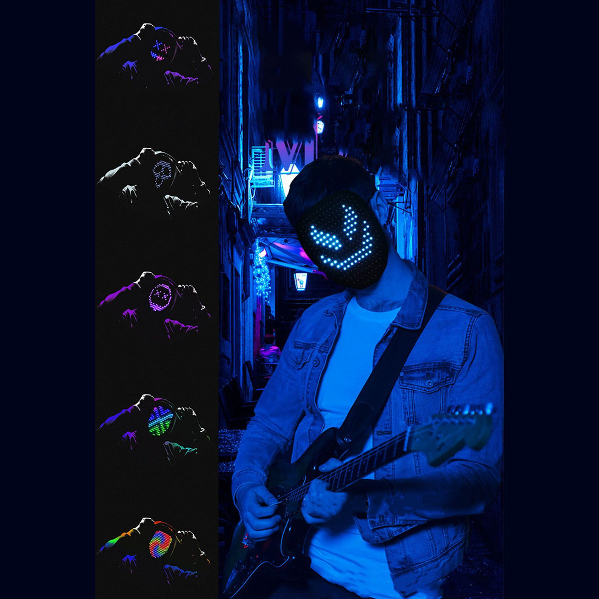 LED Party Face Cover Gesture Sensing Adjustable Light Up Transforming Face Cover for Cosplay Carnival Festival