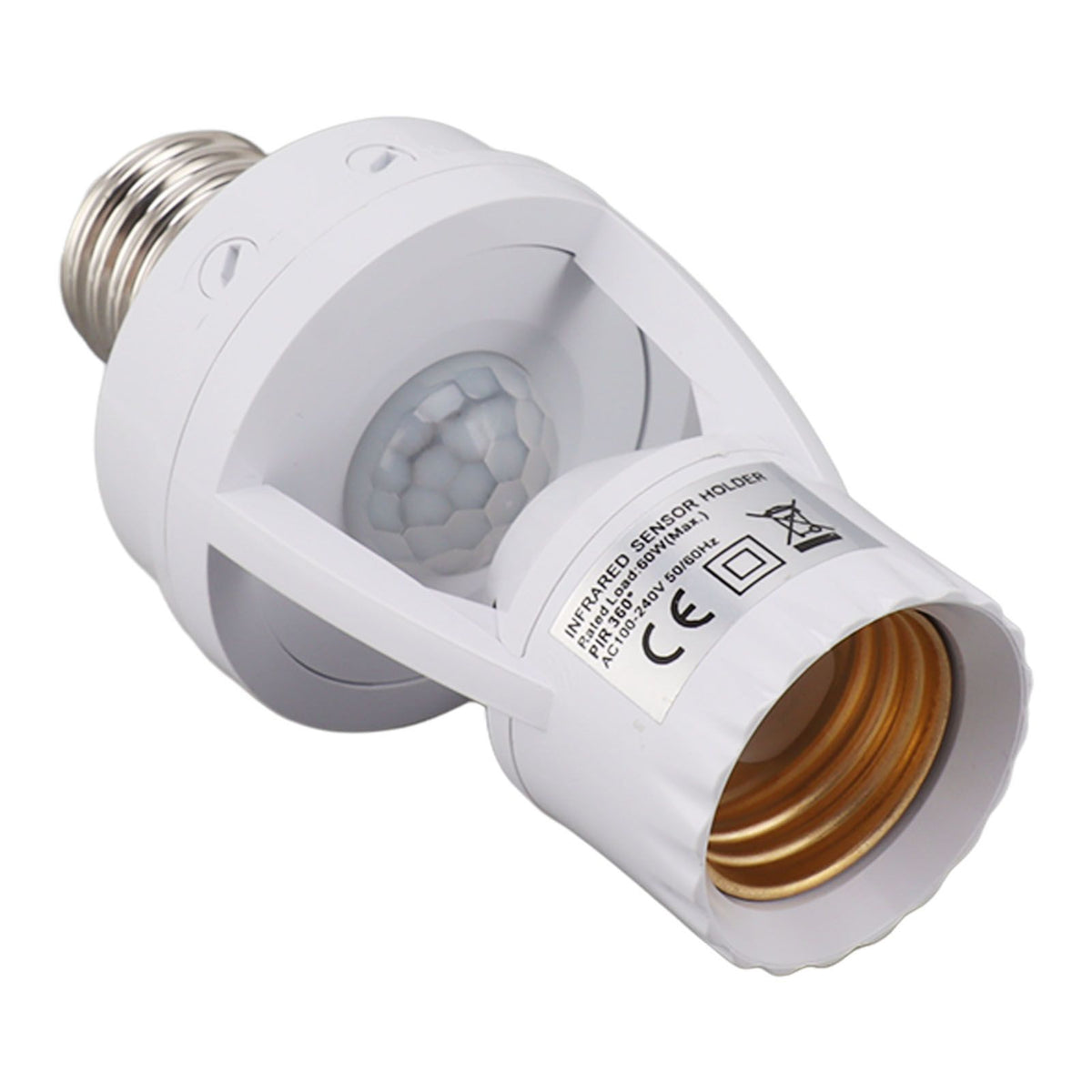 Motion Sensor Light Socket PIR Motion E27 Screw Bulb Adapter Adjustable Auto On Off Night Light Control Garage Light for Basement