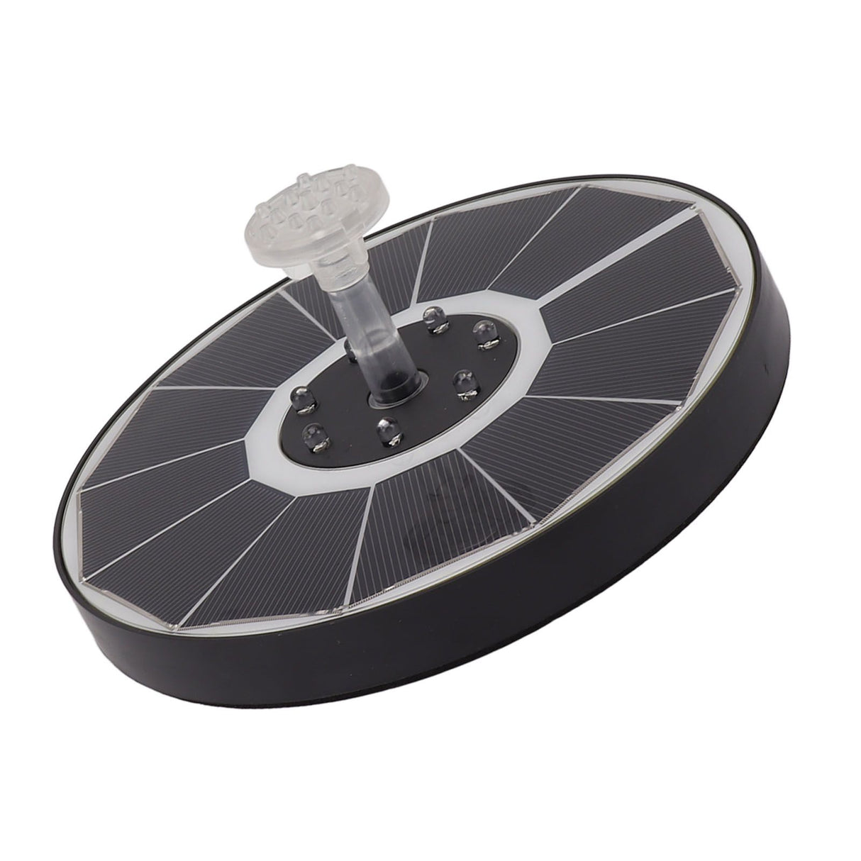 Solar Fountain Light with 8 Nozzles 3.5W 900mAh Colorful Powerful Solar Bird Bath Fountains for Bird Bath Garden TransparentNozzle