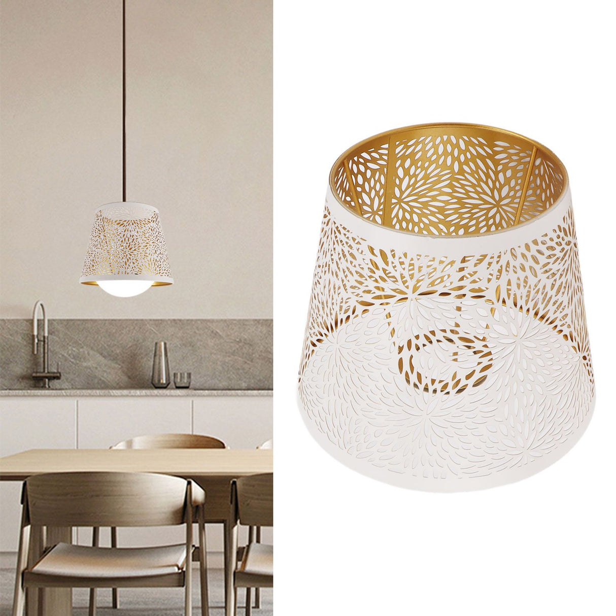 Lamp Shade E27 E26 White Carved Flower Pattern Iron Modern Design Easy Installation Bulb Shade for Home Living Room