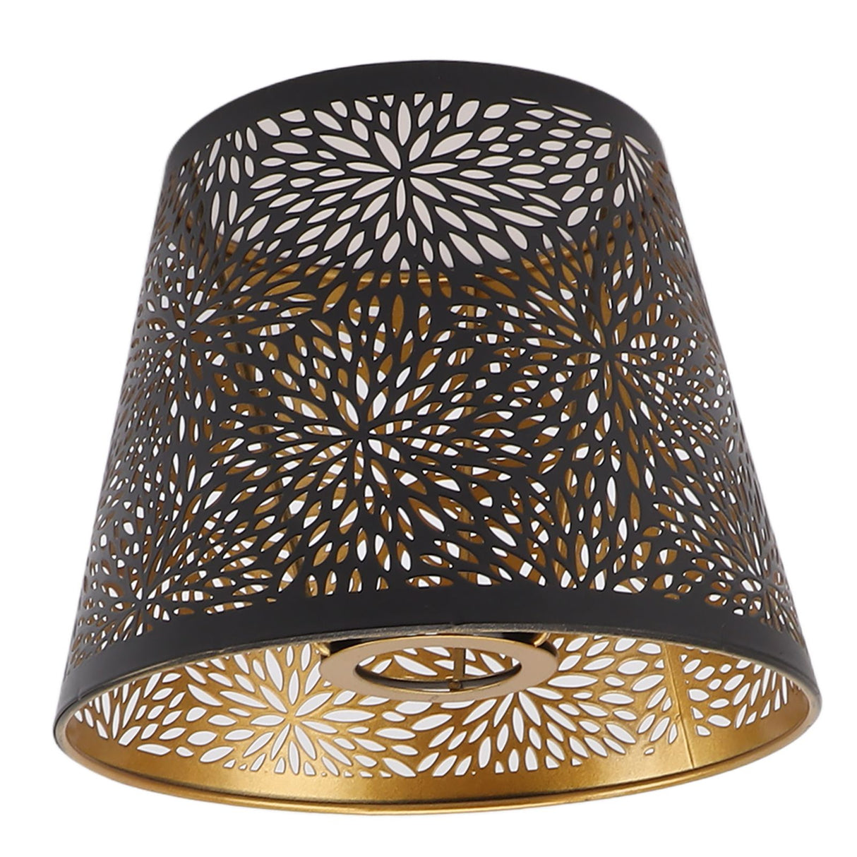Metal Lamp Shade E26 E27 Forest Tree Style Hollow Out Iron Decorative Lampshade Cover with Inner Gold Pattern for Table Wall Ceiling Lamp Black
