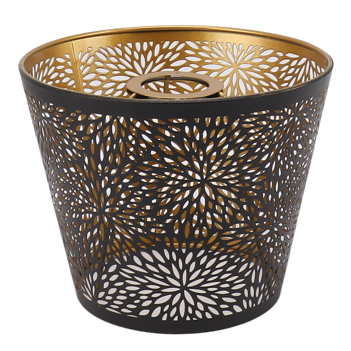 Metal Lamp Shade E26 E27 Forest Tree Style Hollow Out Iron Decorative Lampshade Cover with Inner Gold Pattern for Table Wall Ceiling Lamp Black