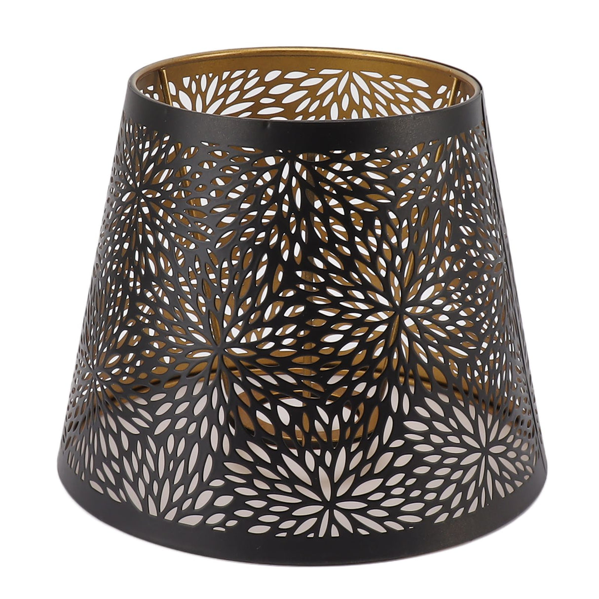 Metal Lamp Shade E26 E27 Forest Tree Style Hollow Out Iron Decorative Lampshade Cover with Inner Gold Pattern for Table Wall Ceiling Lamp Black
