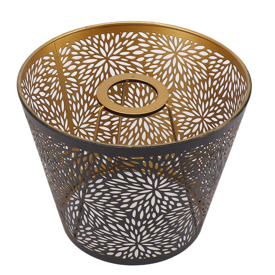 Metal Lamp Shade E26 E27 Forest Tree Style Hollow Out Iron Decorative Lampshade Cover with Inner Gold Pattern for Table Wall Ceiling Lamp Black