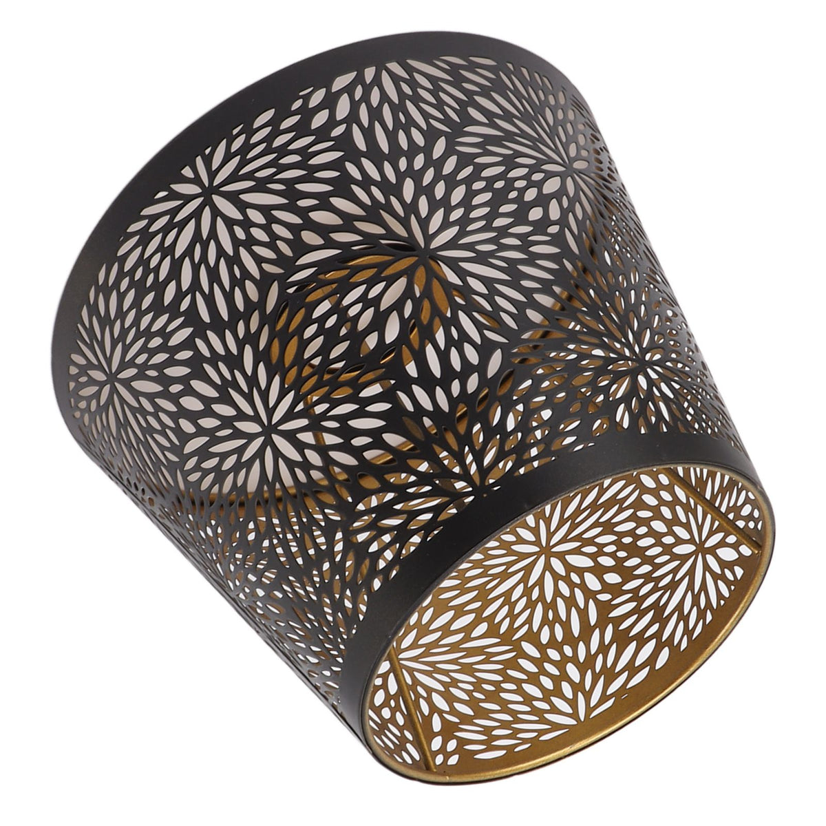 Metal Lamp Shade E26 E27 Forest Tree Style Hollow Out Iron Decorative Lampshade Cover with Inner Gold Pattern for Table Wall Ceiling Lamp Black