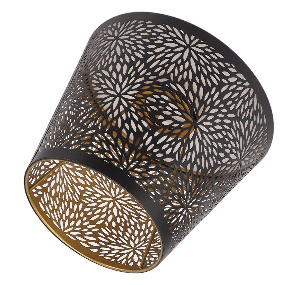 Metal Lamp Shade E26 E27 Forest Tree Style Hollow Out Iron Decorative Lampshade Cover with Inner Gold Pattern for Table Wall Ceiling Lamp Black