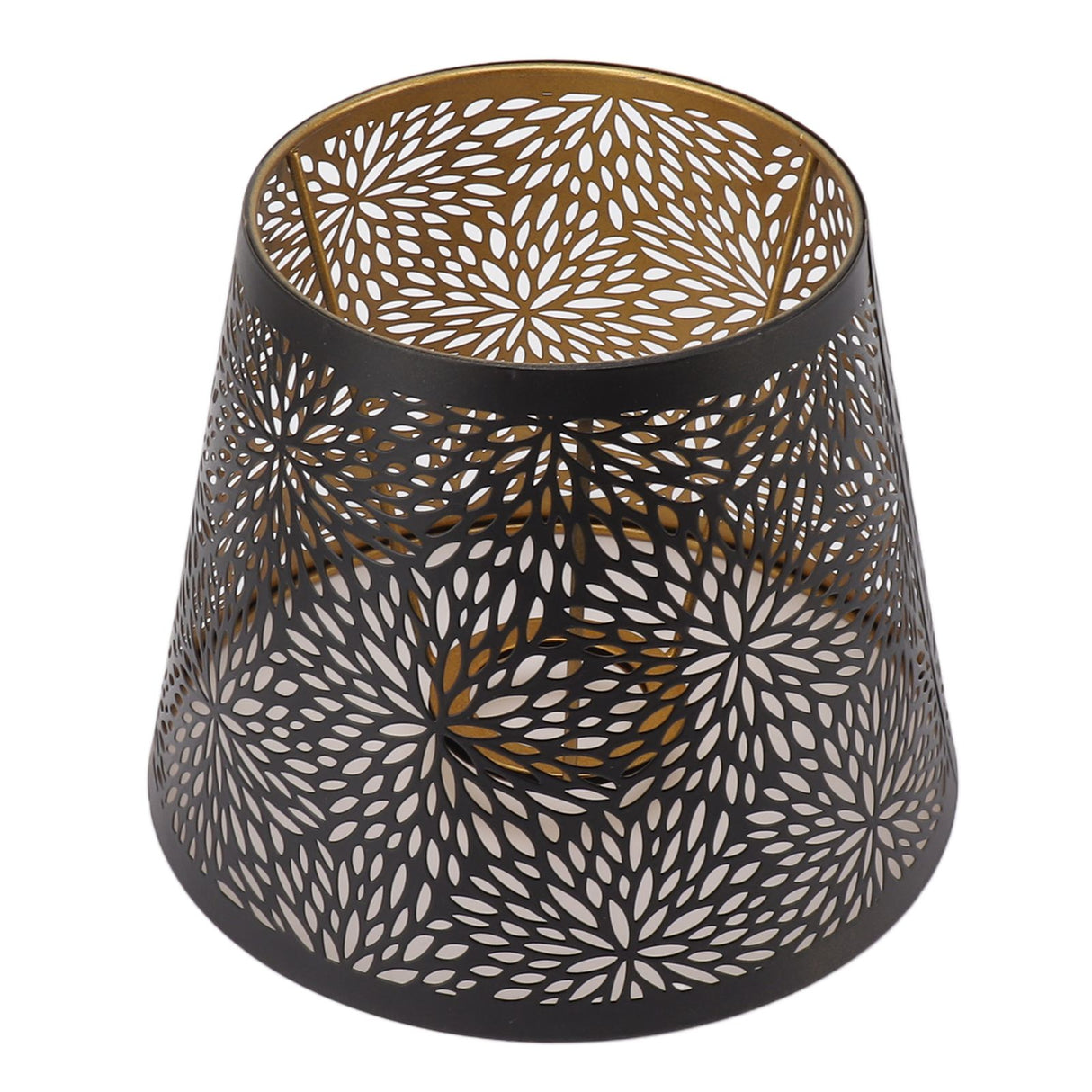 Metal Lamp Shade E26 E27 Forest Tree Style Hollow Out Iron Decorative Lampshade Cover with Inner Gold Pattern for Table Wall Ceiling Lamp Black