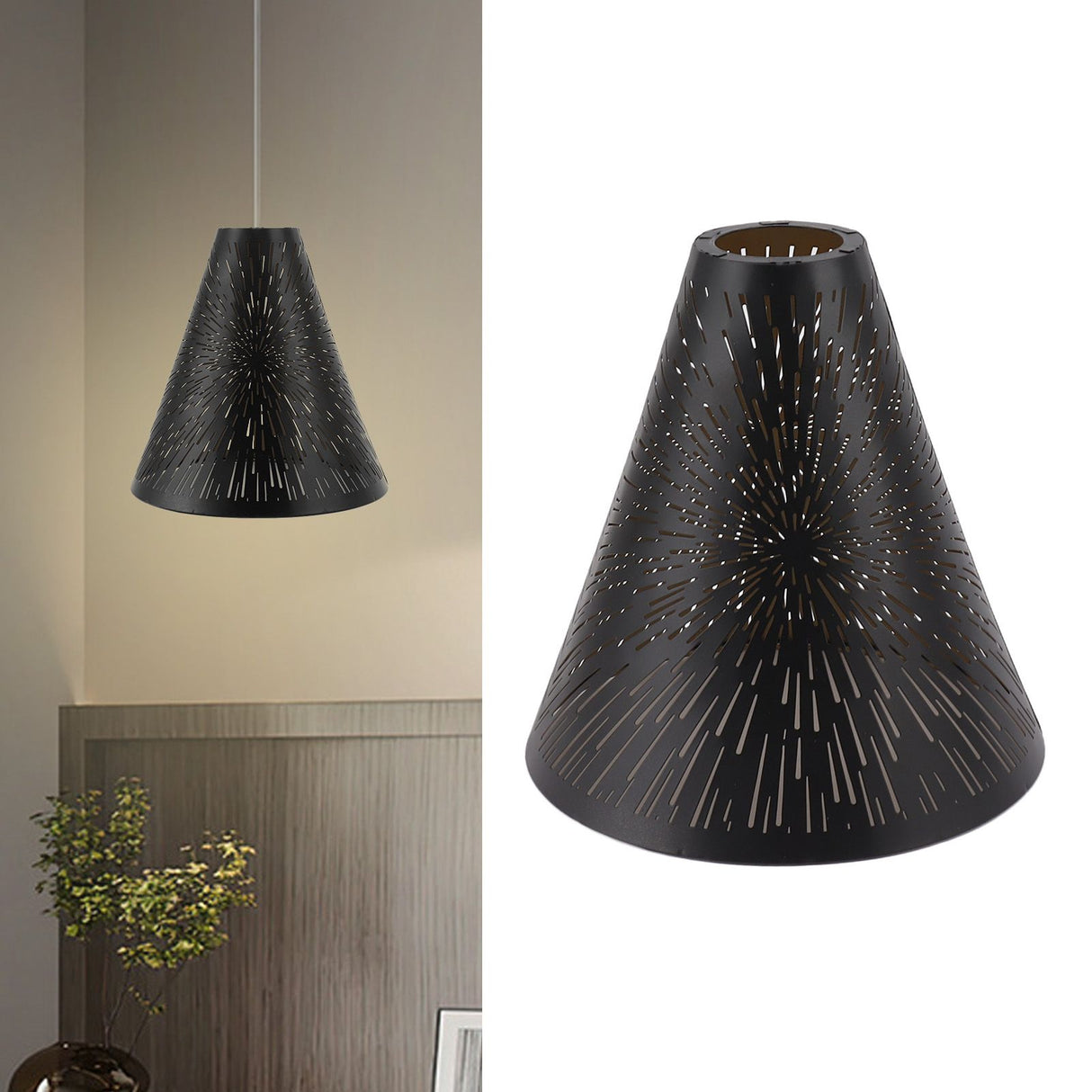 Table Lamp Shade Laser Engraved Metal Fireworks Shape Projection Lampshade for Bedroom