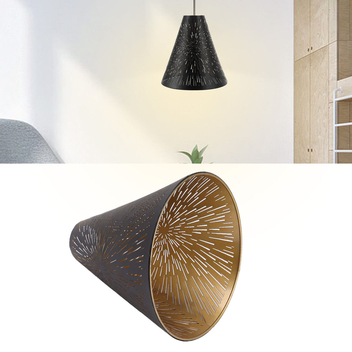 Table Lamp Shade Laser Engraved Metal Fireworks Shape Projection Lampshade for Bedroom