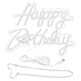 Happy Birthday Letter LED Lights Romantic Neon Light Sign Acrylic Happy Birthday Decoration for Party Bar Cold White