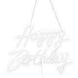 Happy Birthday Letter LED Lights Romantic Neon Light Sign Acrylic Happy Birthday Decoration for Party Bar Cold White - Front View