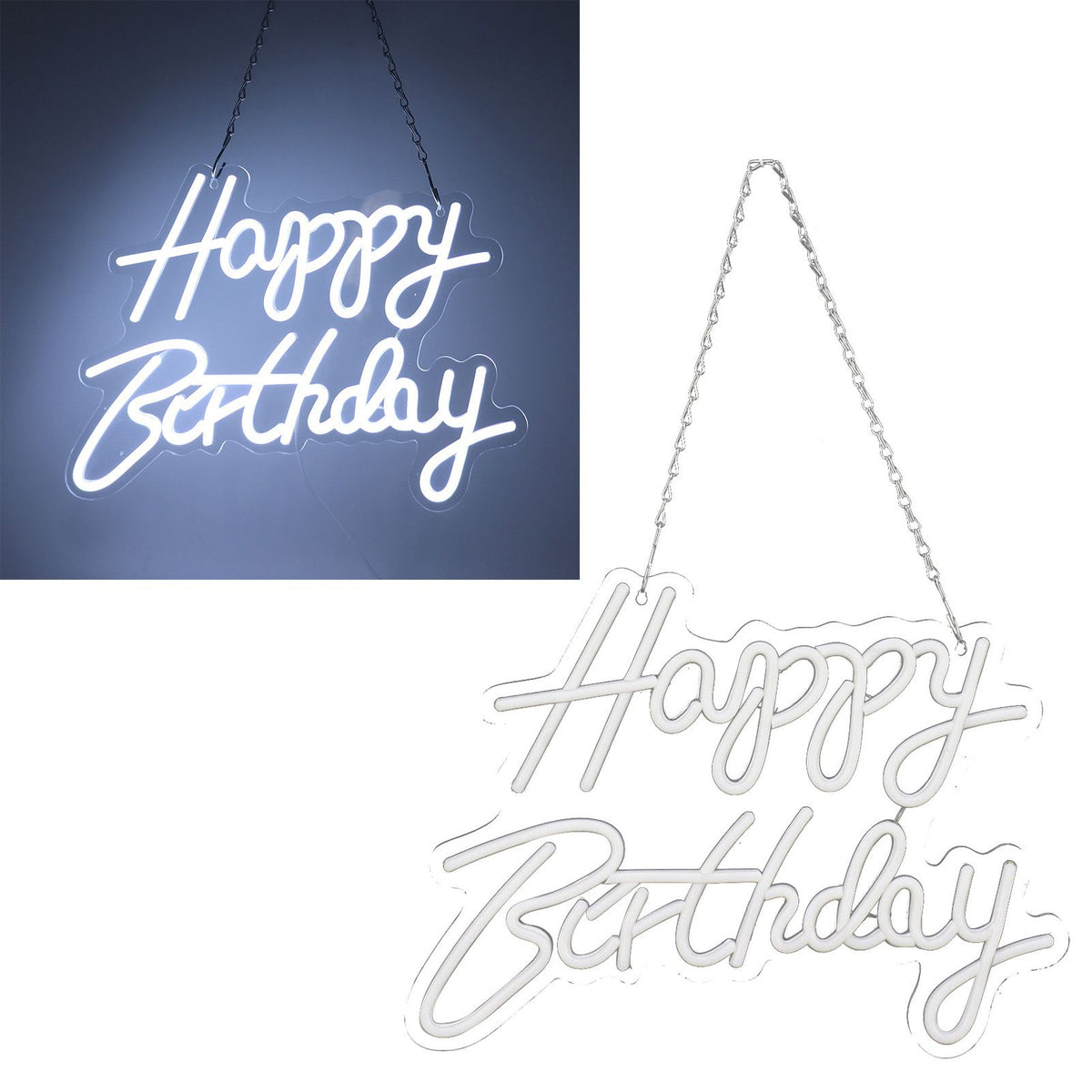 Happy Birthday Letter LED Lights Romantic Neon Light Sign Acrylic Happy Birthday Decoration for Party Bar Cold White