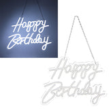 Happy Birthday Letter LED Lights Romantic Neon Light Sign Acrylic Happy Birthday Decoration for Party Bar Cold White