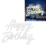 Happy Birthday Letter LED Lights Romantic Neon Light Sign Acrylic Happy Birthday Decoration for Party Bar Cold White - Extra Image