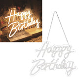 Happy Birthday Letter LED Lights Romantic Neon Light Sign Acrylic Happy Birthday Decoration for Party Bar Warm White - Extra Image