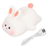 Kawaii Bunny Night Light Soft Silicone Night Light Portable USB Rechargeable Bedside Lamp for Baby Toddler Kids - Front View