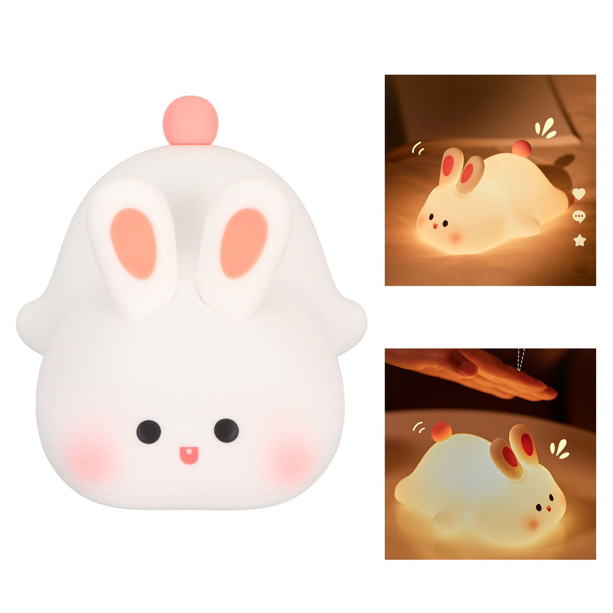 Kawaii Bunny Night Light Soft Silicone Night Light Portable USB Rechargeable Bedside Lamp for Baby Toddler Kids
