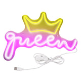 LED Neon Sign Bright USB Powered Decorative Crown Queen Wall Neon Light for Kids Room Bedroom Party