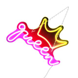 LED Neon Sign Bright USB Powered Decorative Crown Queen Wall Neon Light for Kids Room Bedroom Party - Top-Down View